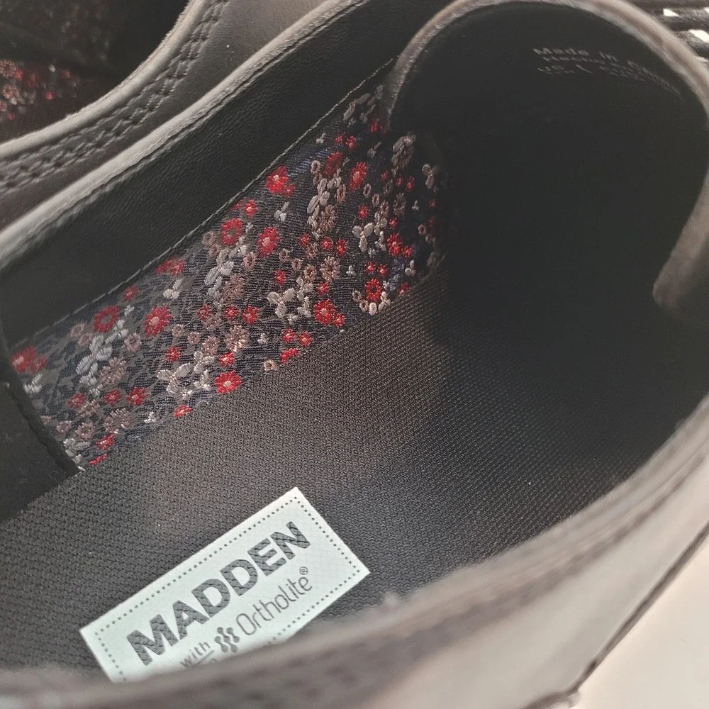 Madden Derby Shoes Men Black Lace Up‎ Plain Toe Ortholite 11W Wide Width